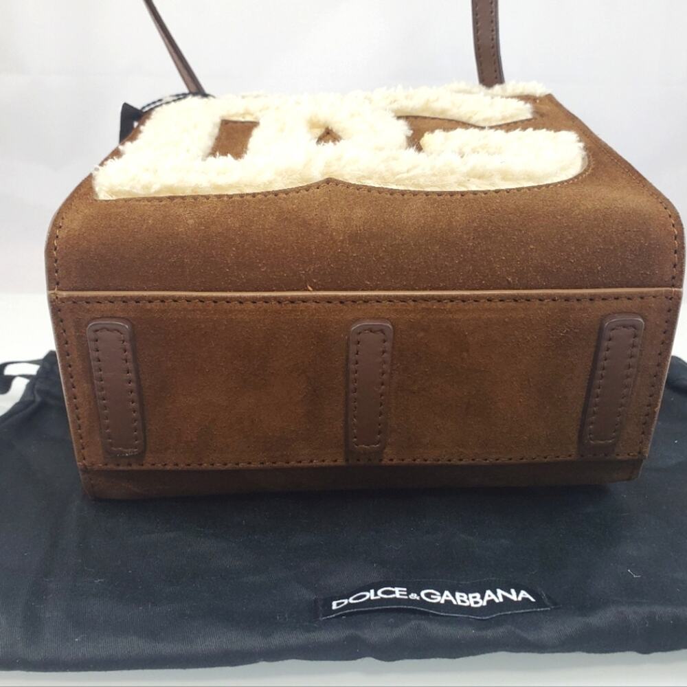 NWD$1645 Dolce & Gabbana Logo DG Faux Suede & Shearling Mini Crossbody Tote Bag - Picture 5 of 16
